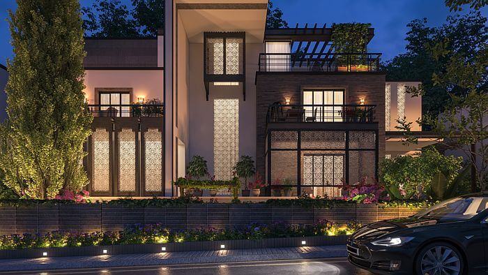 Arabic house exterior night rendering