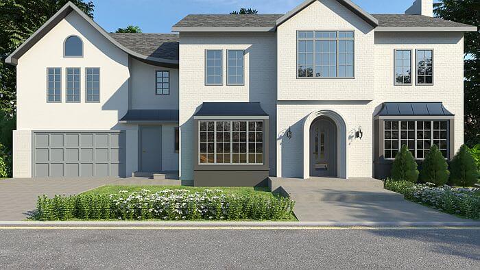 Family home exterior 3d rendering