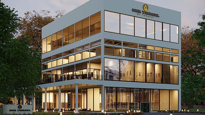 Modern school exterior 3d rendering