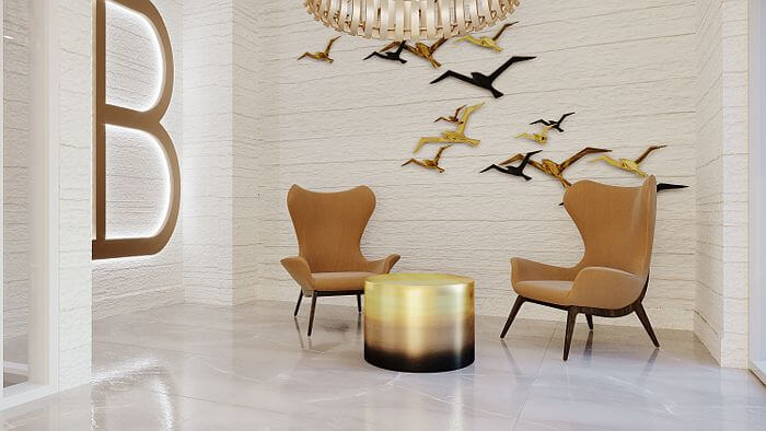 Modern commercial office lobby interior rendering